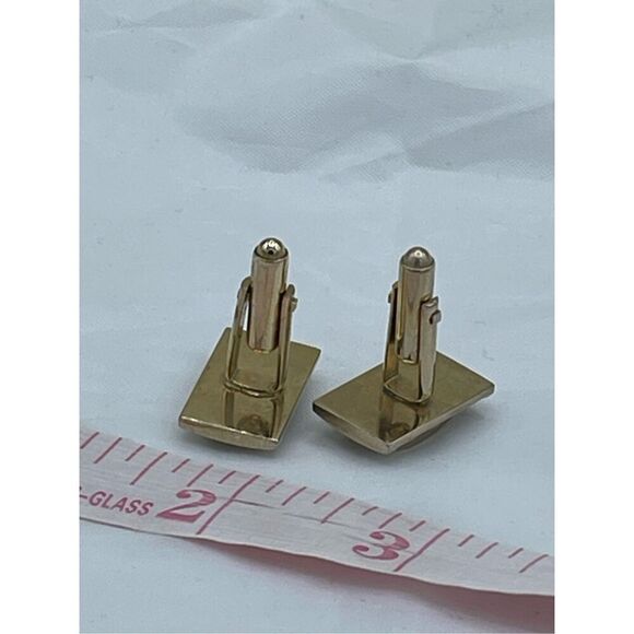 Vintage gold tone cufflinks with cut red crystals - Picture 6 of 11